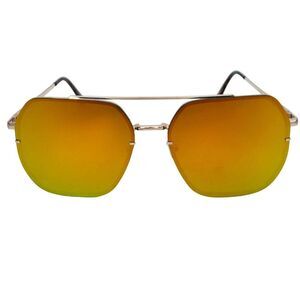 7046 | Gold Mirror Geometric Rimless Sunglasses